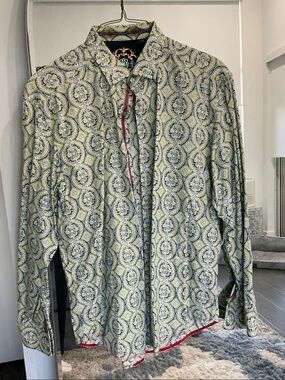 Robert Graham Green and Navy Paisley Button-Down Shirt